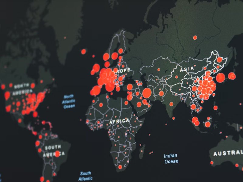 Global intelligence map showing interconnected risk, hotspots, and decision-critical regions
